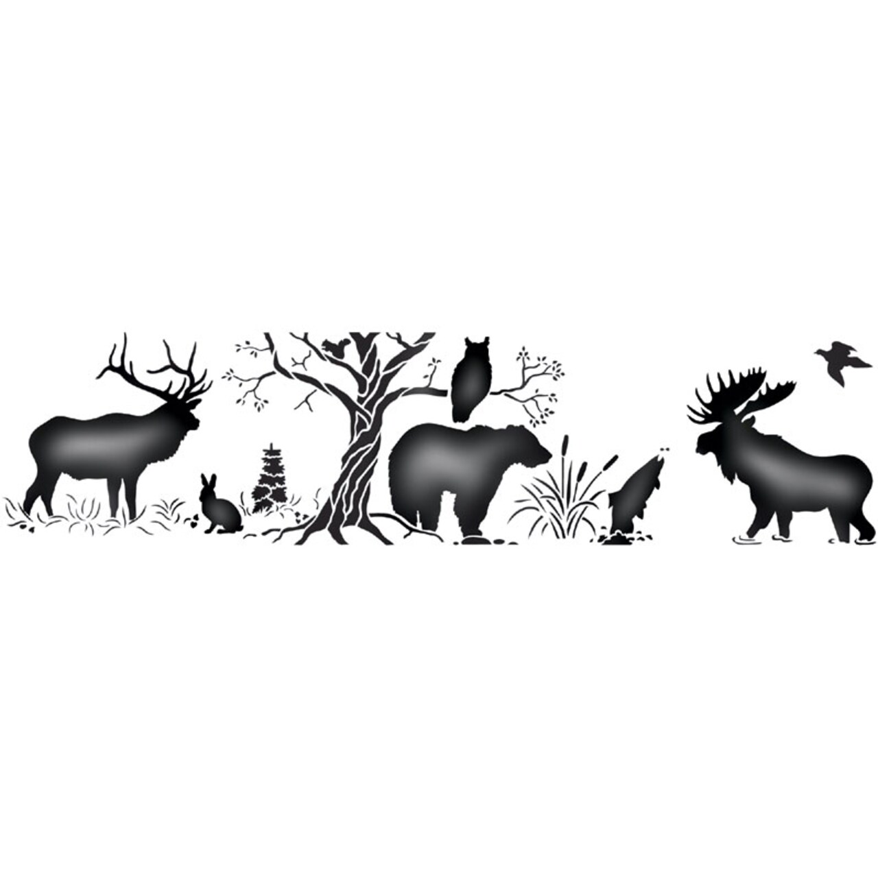 Moose Silhoutte Wall Stencil Border | 1843 by Designer Stencils | Animal & Nature Stencils | Reusable Art Craft Stencils for Painting on Walls, Canvas, Wood | Reusable Plastic Paint Stencil for Home Makeover | Easy to Use & Clean Art Stencil